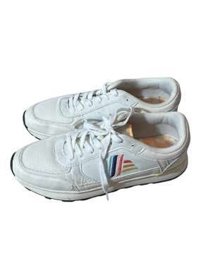 C5- Aldi women’s 10 White Fashion Sneakers with Rainbow Accent